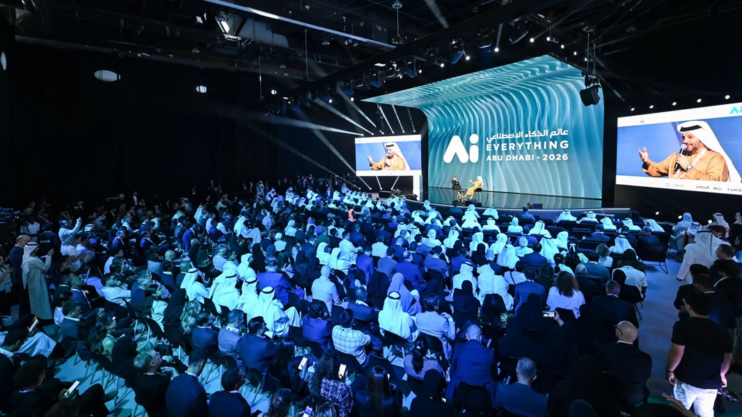 AI Everything Abu Dhabi 2026 main stage and audience at ADNEC Centre