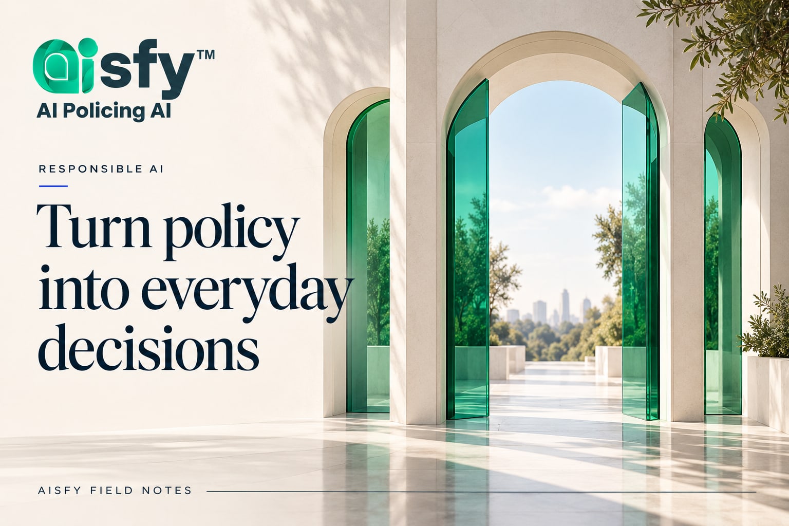 AI policy workshop checklist illustrated as a gateway for responsible AI use.