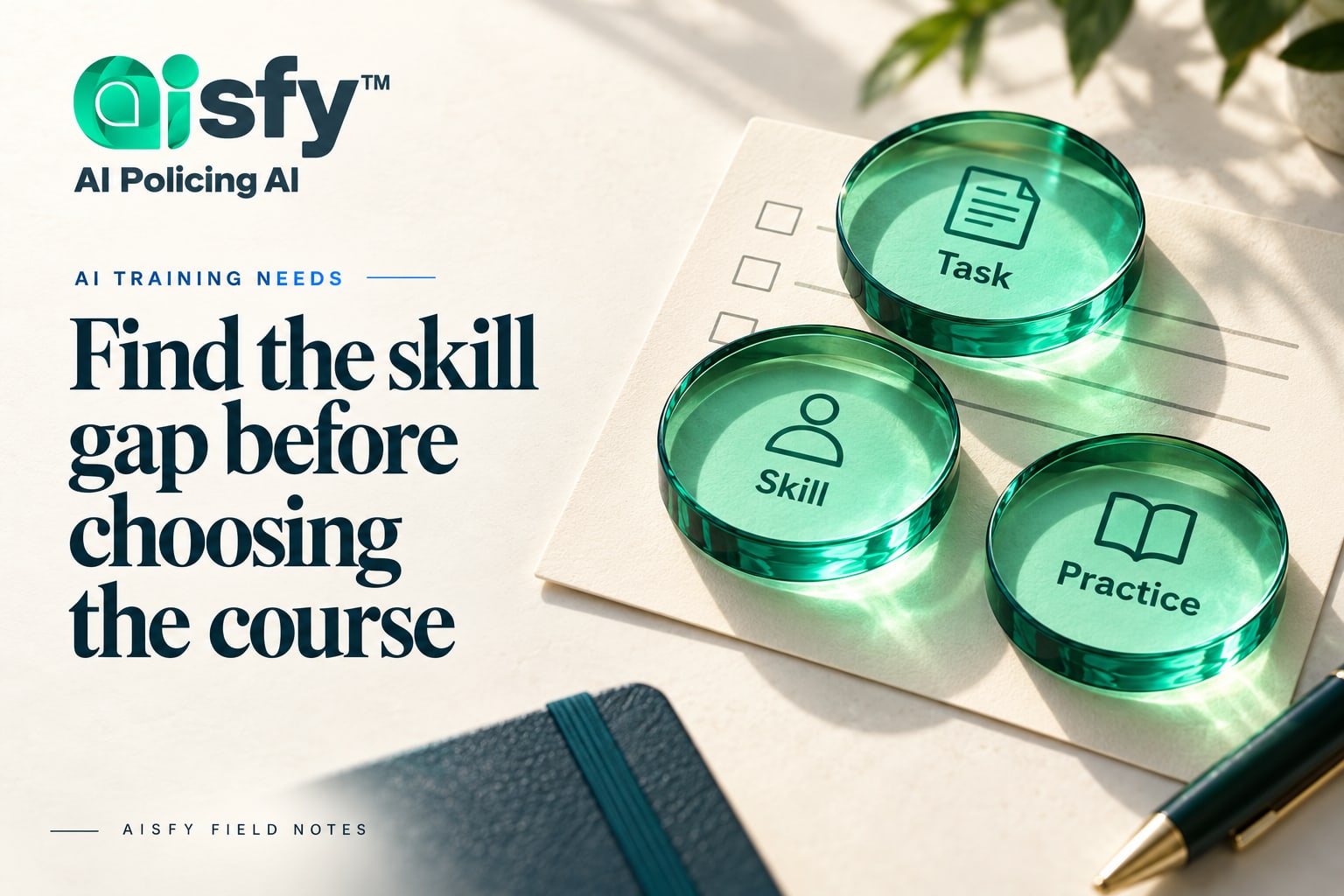 AI training needs analysis illustrated through task, skill and practice lenses.