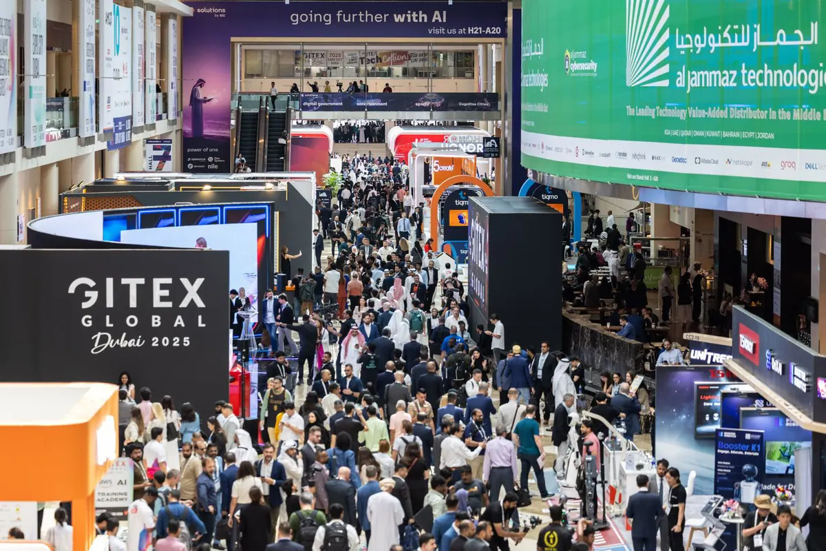 Visitors in the GITEX GLOBAL Dubai 2025 exhibition halls